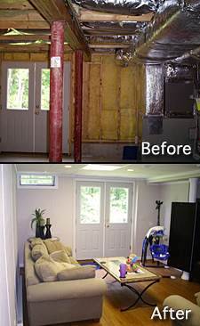 Basement Finishing Before After Photo