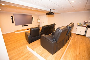 A basement turned into a home theater in Blaine