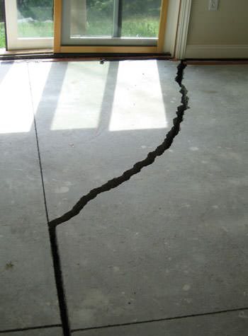 severely cracked foundation slab floor in Hibbing