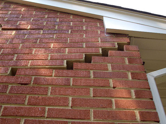 stair step cracking on a foundation wall in Saint Cloud