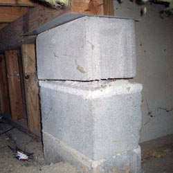 Collapsing crawl space support pillars Hibbing