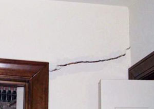 A large drywall crack in an interior wall in Eau Claire