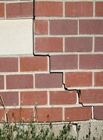 photo of a rotating foundation wall with cracks in Minnetonka