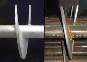 a proper and improper helical blade system in two different foundation piers in Eau Claire.