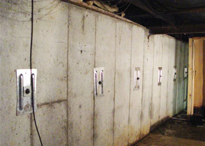 A foundation wall in Eau Claire repaired with foundation wall anchors.
