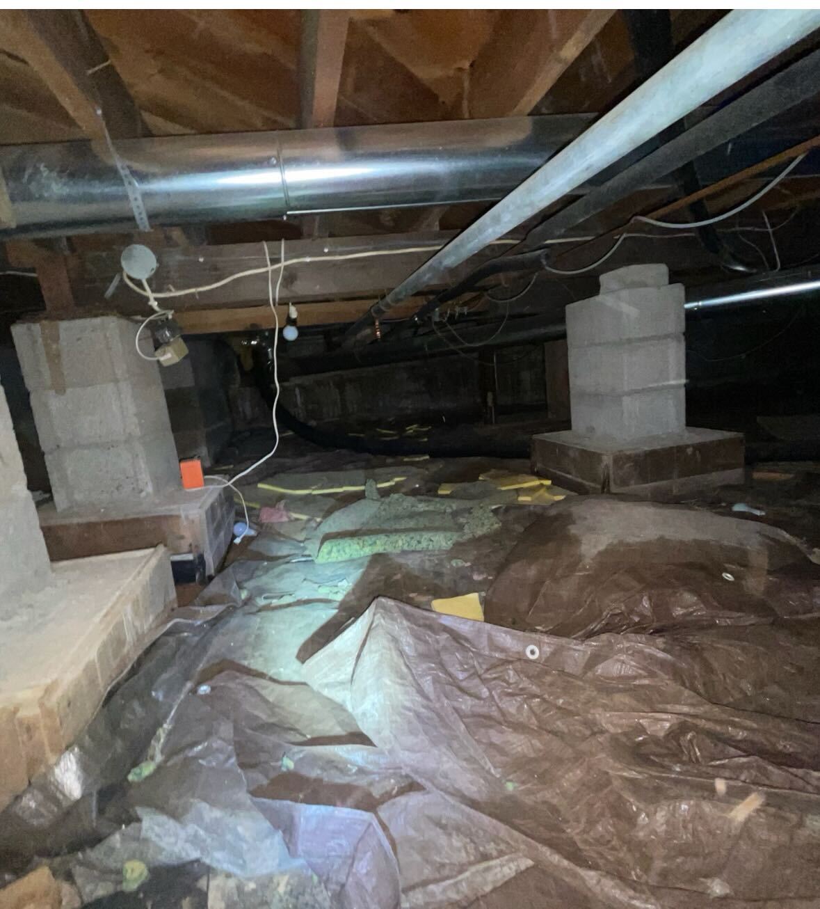 Crawl space moisture problem before repair in Eden Prairie Minnesota