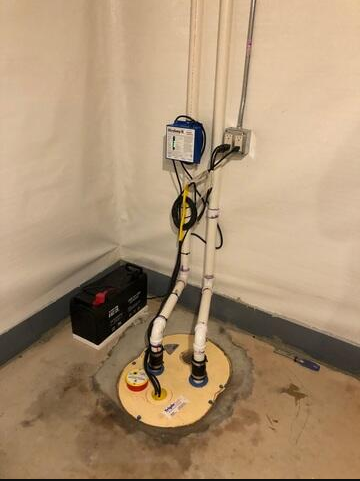 UltraSump battery backup sump pump system installed in a Superior WI basement