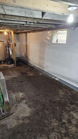 CleanSpace vapor barrier installed on basement walls in Wright MN