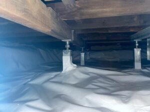CleanSpace® vapor barrier installation beneath a cabin in Moose Lake, MN