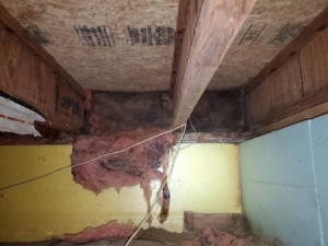Crawl space with exposed earth before encapsulation in Cloquet, MN