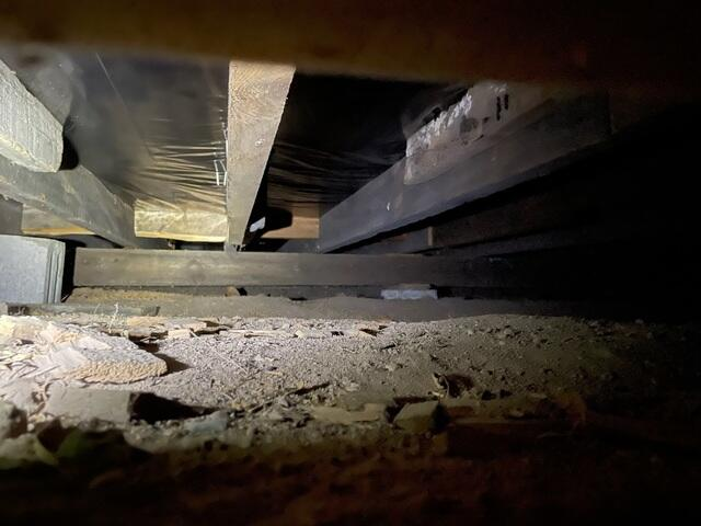Cabin crawl space before structural repairs in Moose Lake, MN