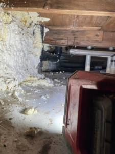 Damp crawlspace before waterproofing services in Princeton, MN