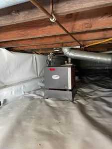Completed crawl space waterproofing project in Superior, WI