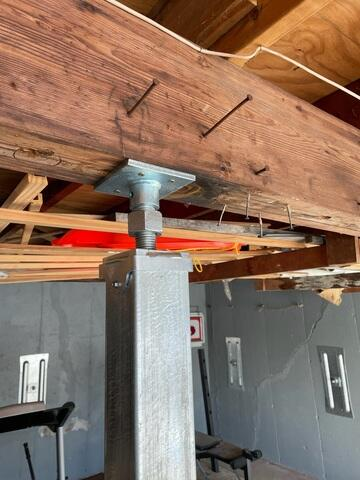 Heavy-duty foundation support system stabilizing a garage in Turtle Lake WI