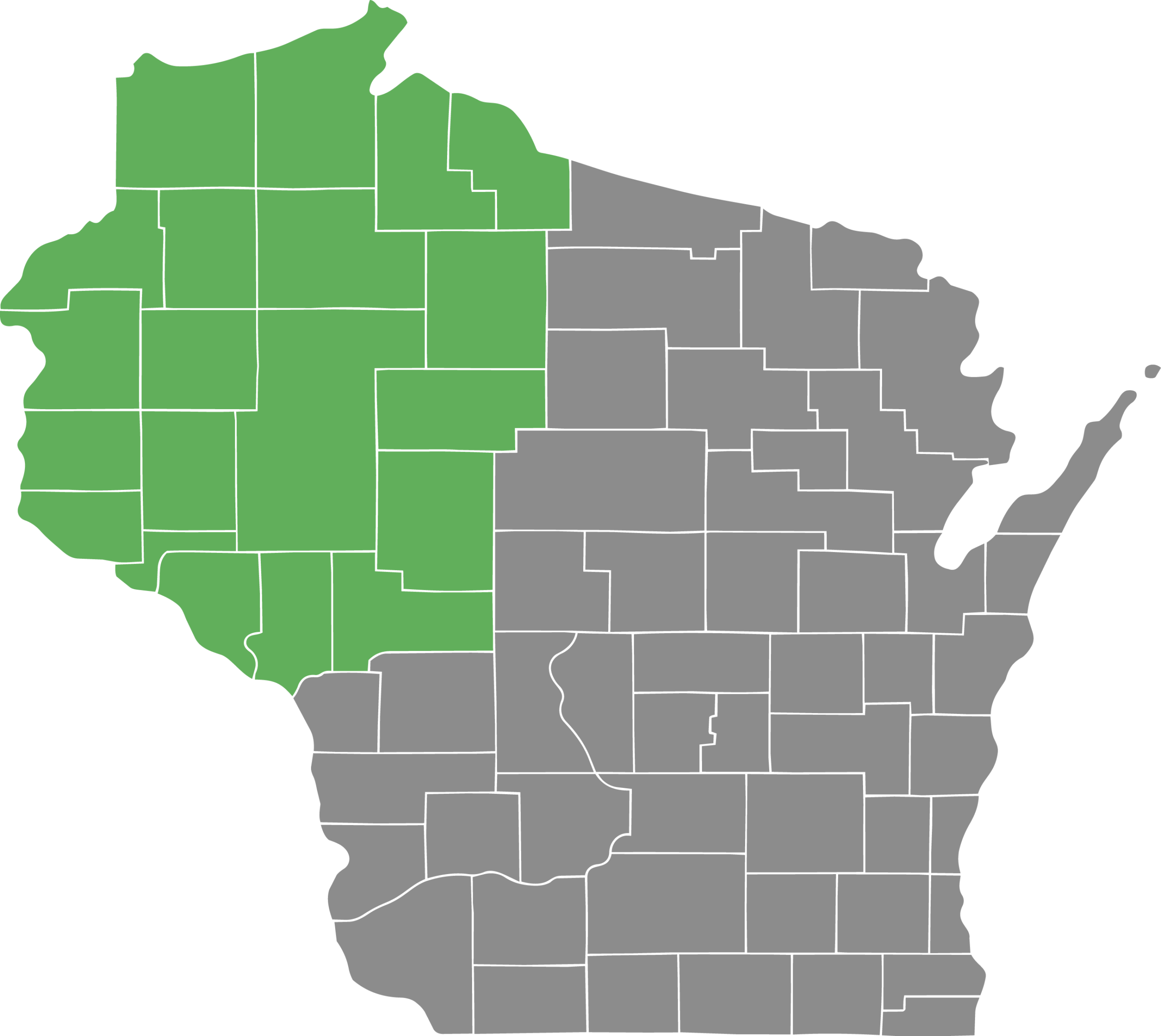 DBS service area map for Wisconsin